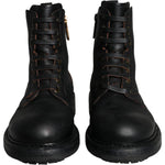 Dolce & Gabbana Black Lace Up Mid Calf Boots Men Shoes MV5866-39