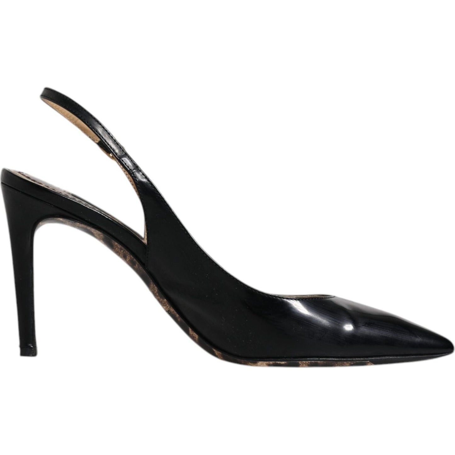 Dolce & Gabbana Black Leather High Heels Slingbacks Shoes LA12008-36