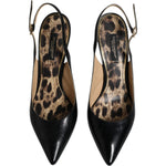 Dolce & Gabbana Black Leather High Heels Slingbacks Shoes LA12008-36