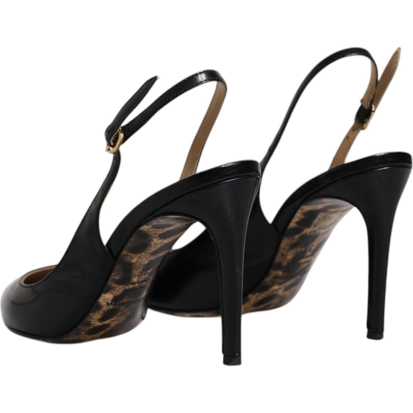 Dolce & Gabbana Black Leather High Heels Slingbacks Shoes LA12008-36