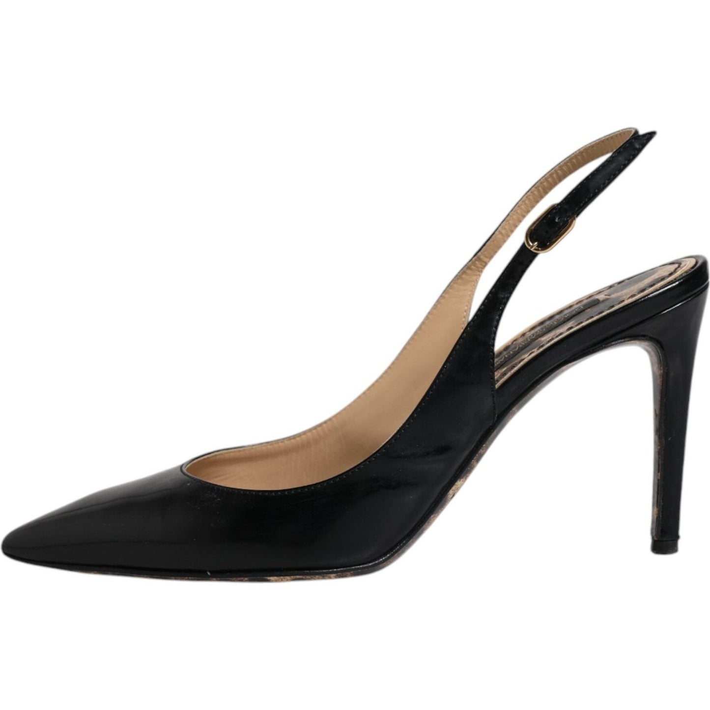 Dolce & Gabbana Black Leather High Heels Slingbacks Shoes LA12008-36