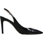 Dolce & Gabbana Black Leather High Heels Slingbacks Shoes LA12008-36