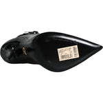 Dolce & Gabbana Black Leather Stilettos Booties Socks Shoes LA11379-39