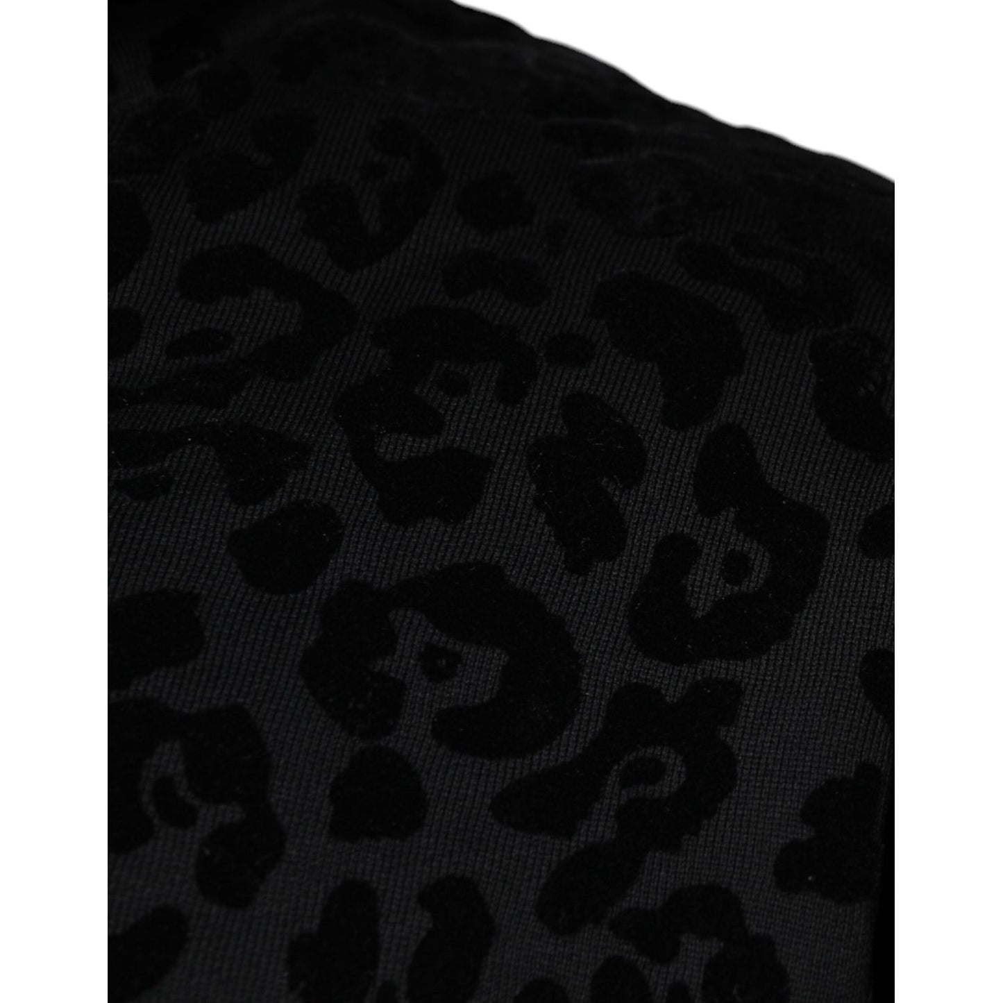 Dolce & Gabbana Black Leopard Cotton Hooded Full Zip Sweater TSH86961-48