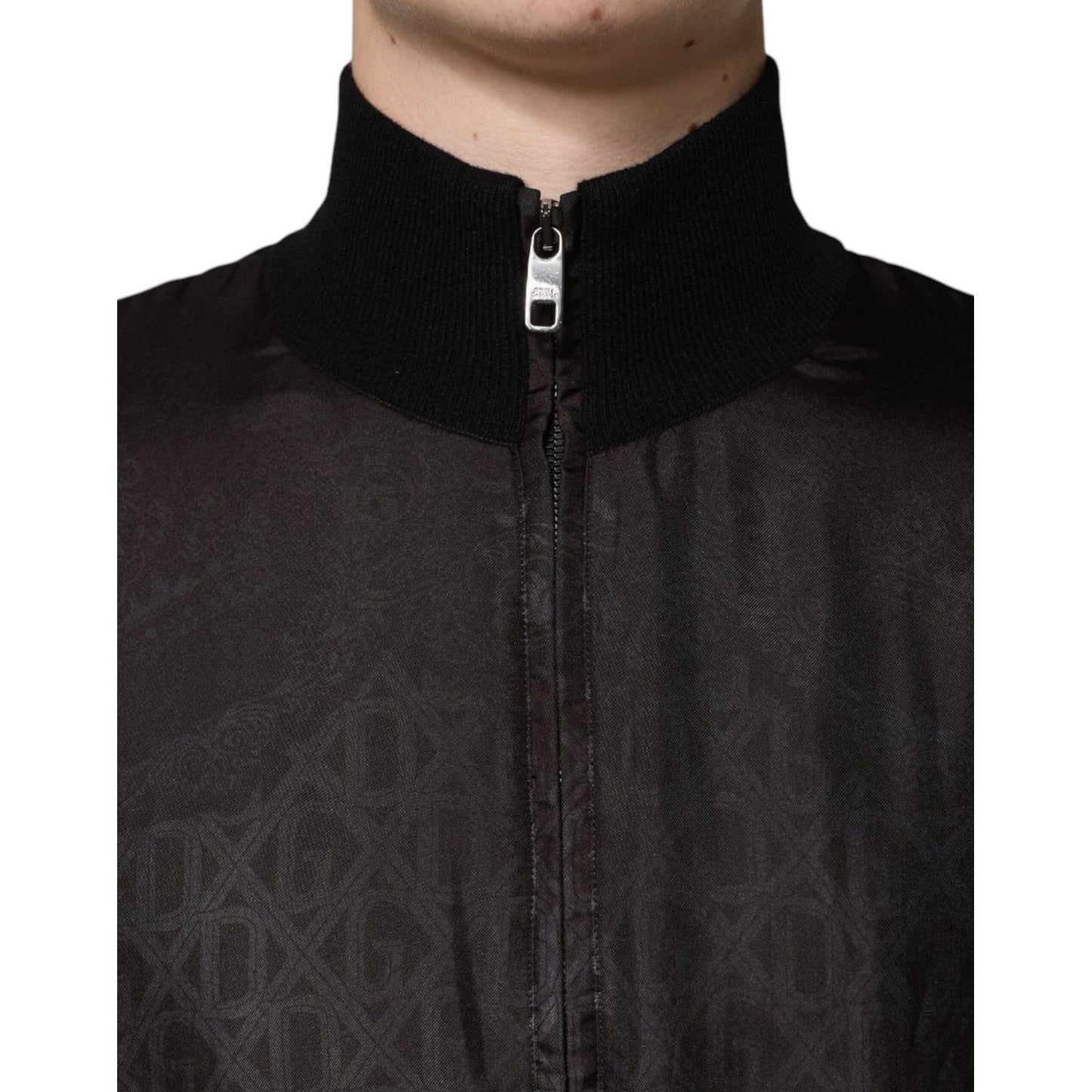 Dolce & Gabbana Black Logo Monogram Full Zip Bomber Jacket JKT3900-50