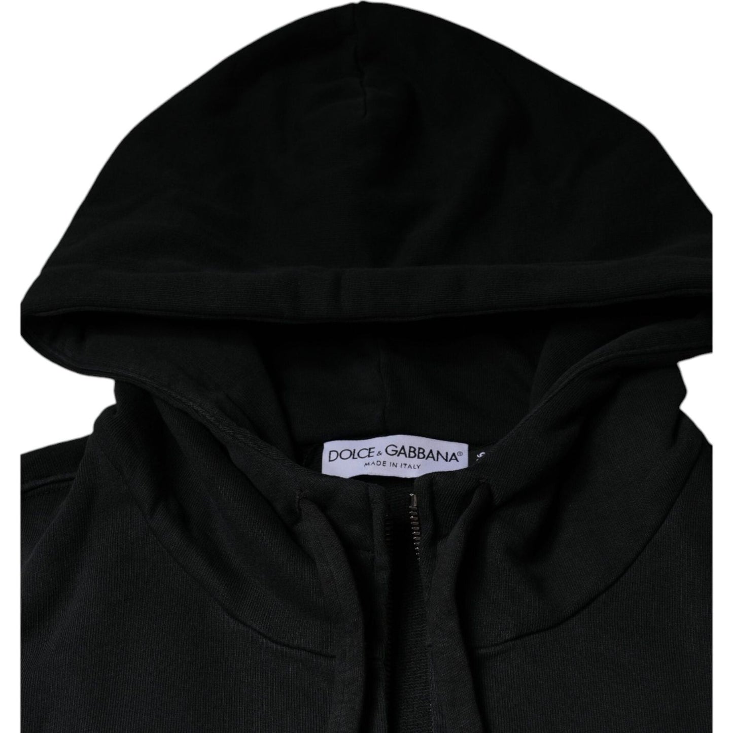 Dolce & Gabbana Black Logo Plaque Hooded Full Zip Sweater TSH86995-46