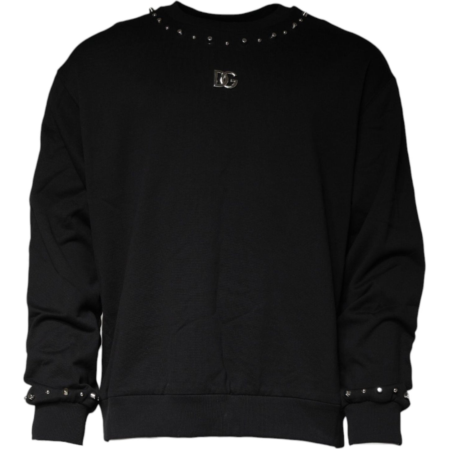 Dolce & Gabbana Black Logo Stud Pullover Sweatshirt Sweater TSH87008-54
