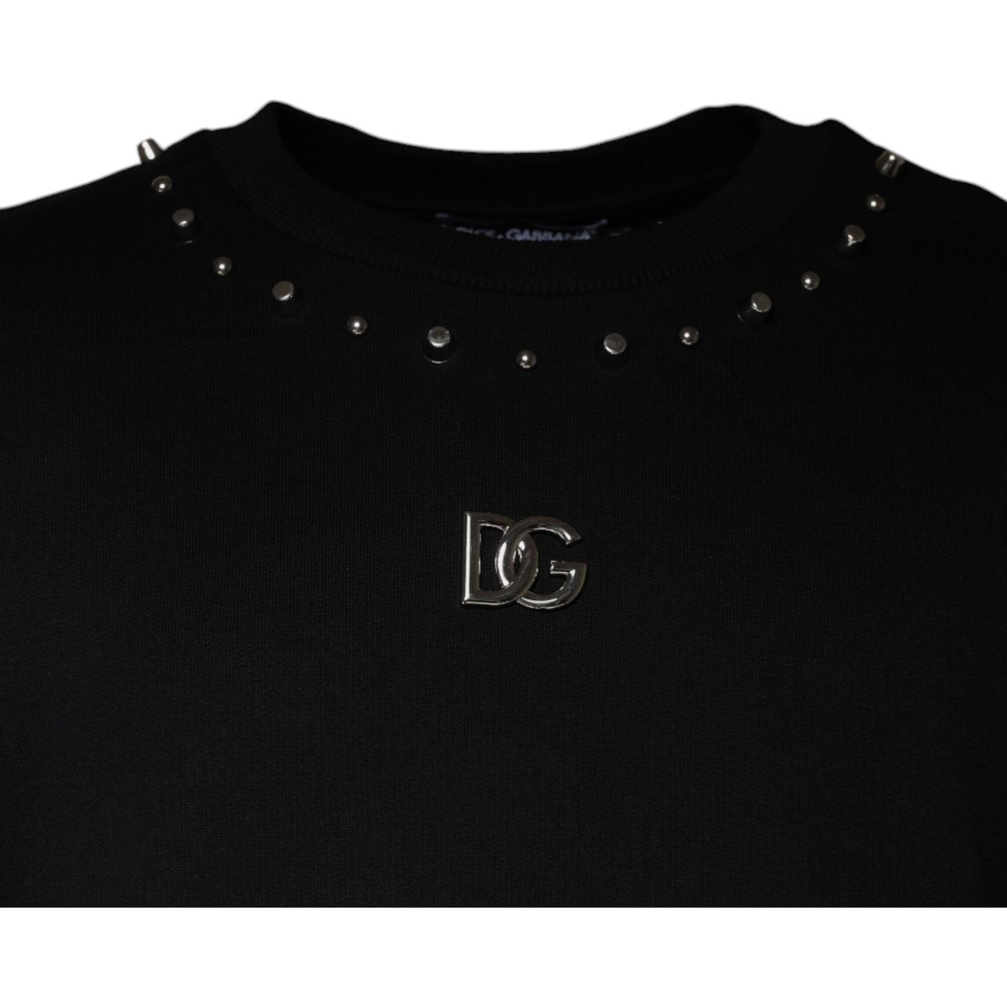 Dolce & Gabbana Black Logo Stud Pullover Sweatshirt Sweater TSH87008-54