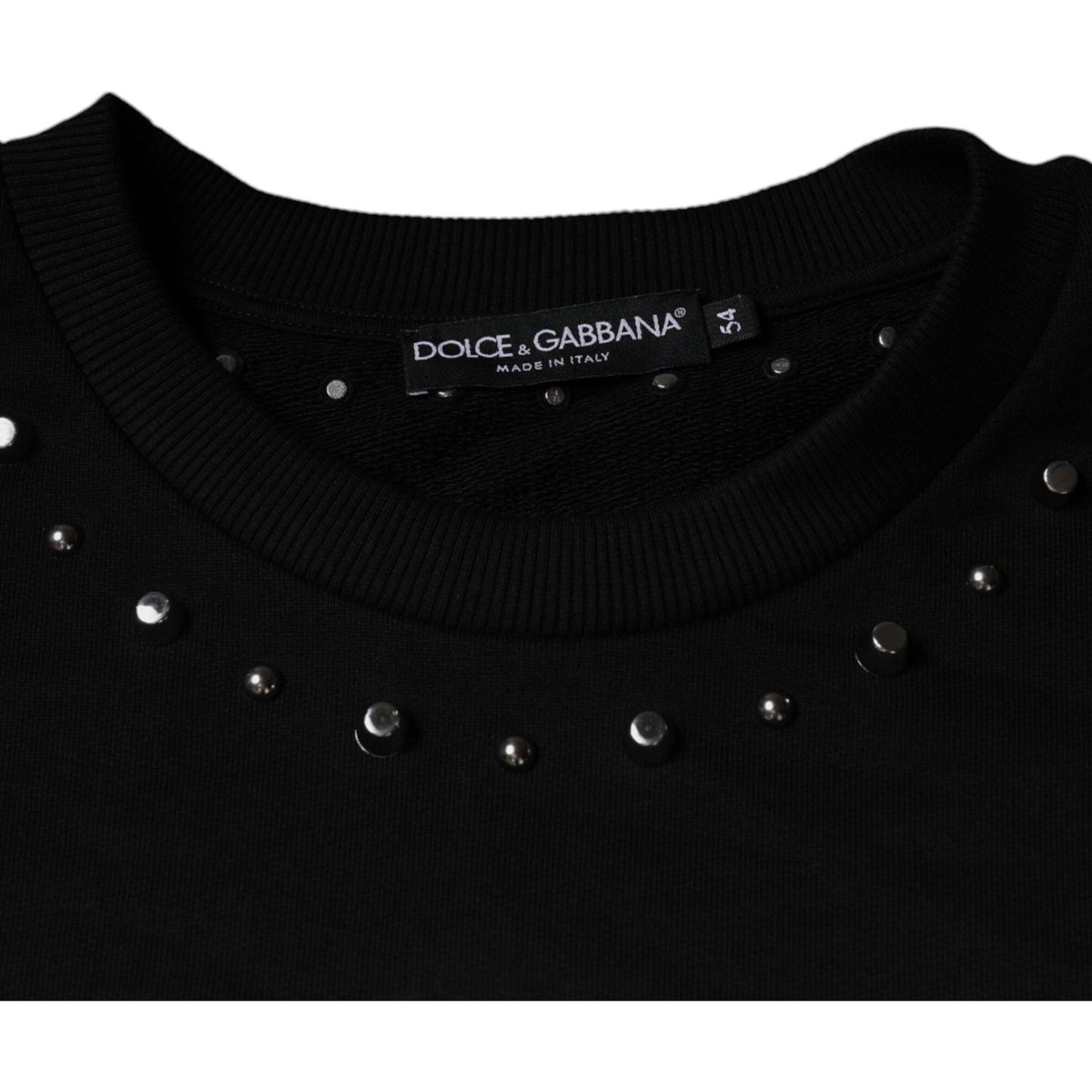 Dolce & Gabbana Black Logo Stud Pullover Sweatshirt Sweater TSH87008-54