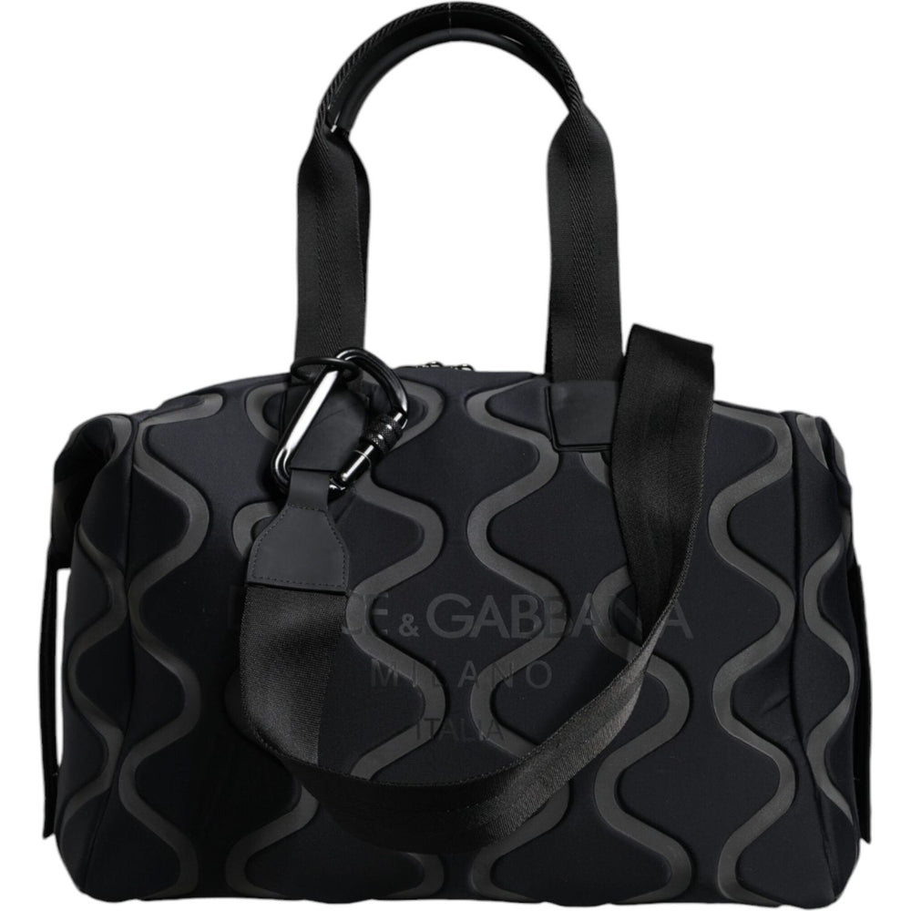 Dolce & Gabbana Black Neoprene Logo Sport Gym Duffel Shoulder Bag BAG4138