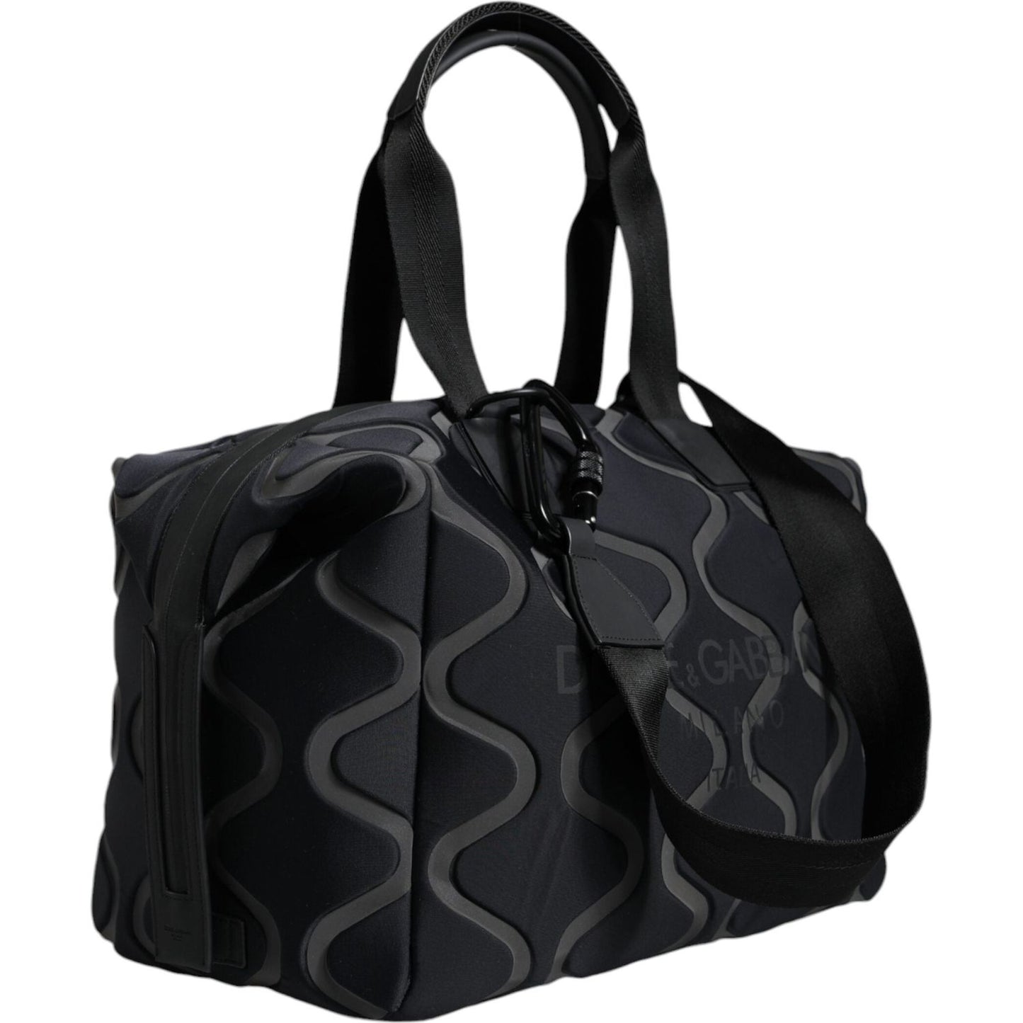 Dolce & Gabbana Black Neoprene Logo Sport Gym Duffel Shoulder Bag BAG4138