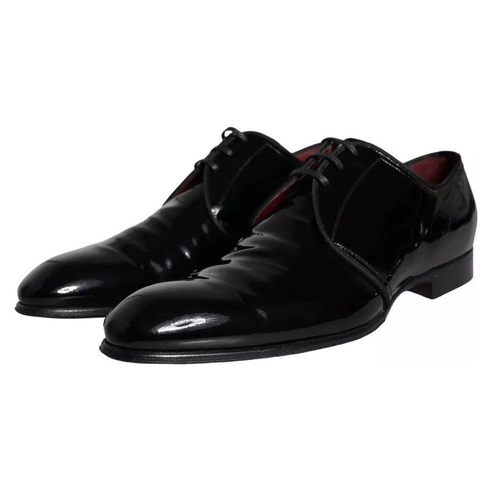 Dolce & Gabbana Black Patent Leather Derby Men Dress Shoes MV5709-42.5