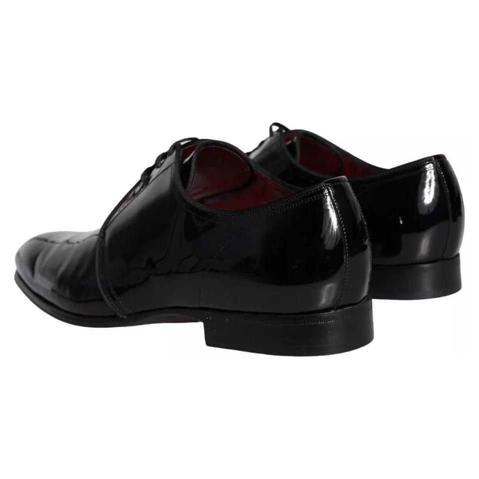 Dolce & Gabbana Black Patent Leather Derby Men Dress Shoes MV5709-42.5