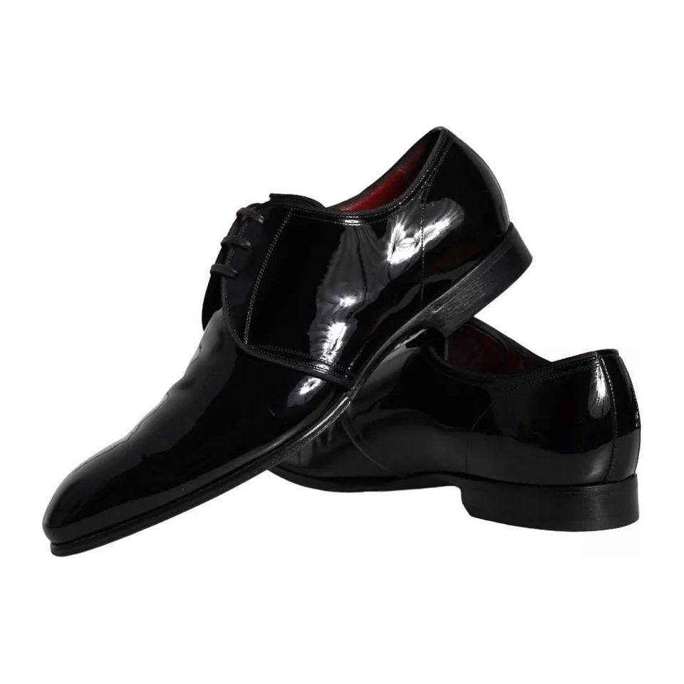 Dolce & Gabbana Black Patent Leather Derby Men Dress Shoes MV5709-42.5