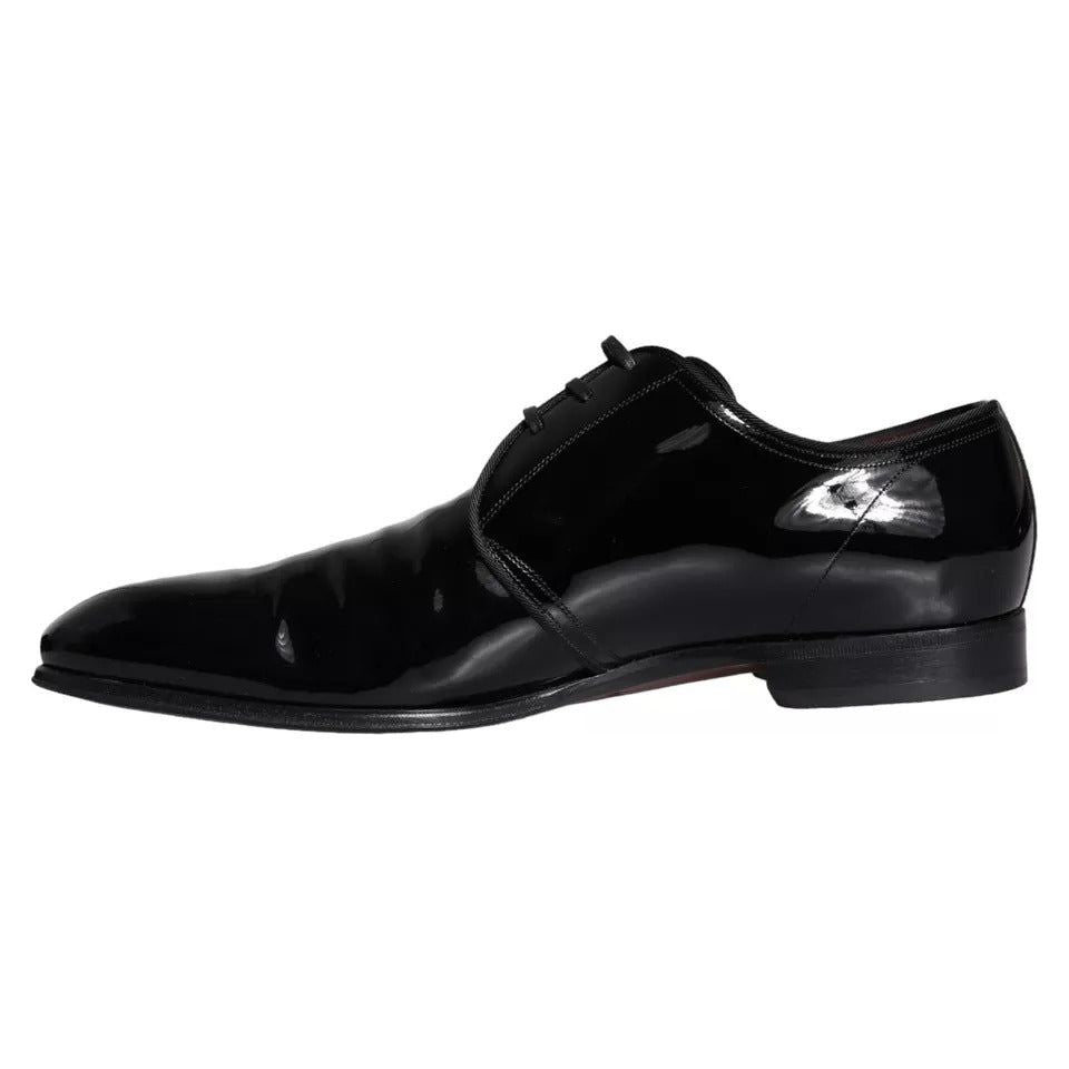 Dolce & Gabbana Black Patent Leather Derby Men Dress Shoes MV5709-42.5