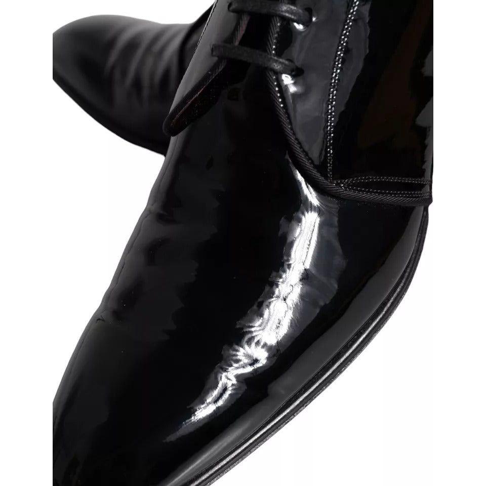 Dolce & Gabbana Black Patent Leather Derby Men Dress Shoes MV5709-42.5