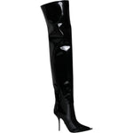 Dolce & Gabbana Black Patent Leather Knee High Boots Shoes LA11529-37