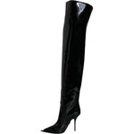 Dolce & Gabbana Black Patent Leather Knee High Boots Shoes LA11529-37