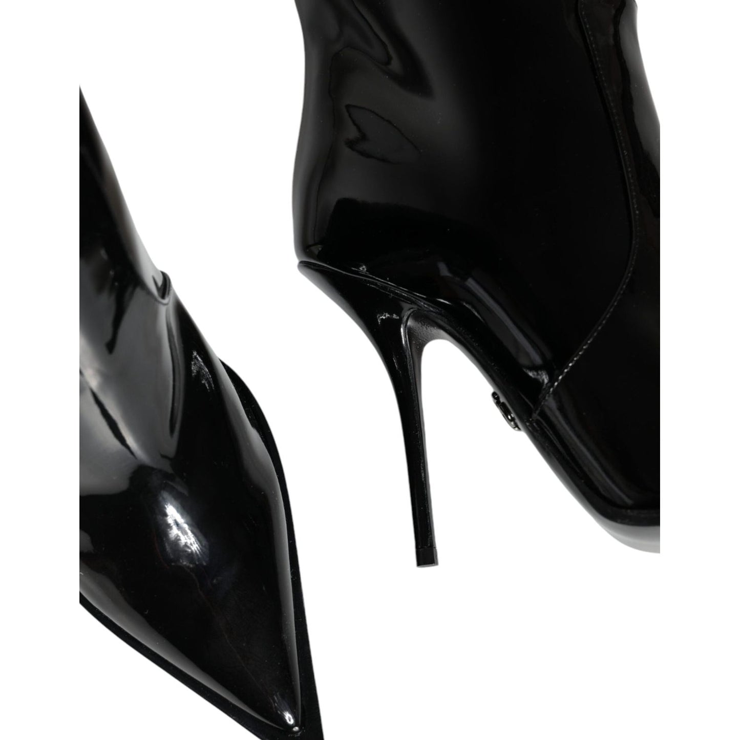 Dolce & Gabbana Black Patent Leather Knee High Boots Shoes LA11529-37