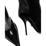 Dolce & Gabbana Black Patent Leather Knee High Boots Shoes LA11529-37