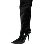 Dolce & Gabbana Black Patent Leather Knee High Boots Shoes LA11529-37