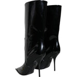 Dolce & Gabbana Black Patent Leather Mid Calf Boots Shoes LA11530-37