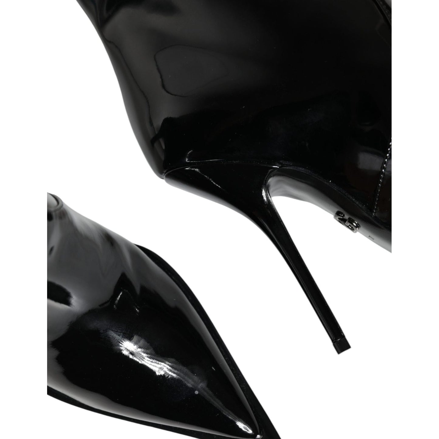 Dolce & Gabbana Black Patent Leather Mid Calf Boots Shoes LA11530-37