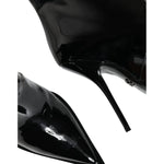 Dolce & Gabbana Black Patent Leather Mid Calf Boots Shoes LA11530-37