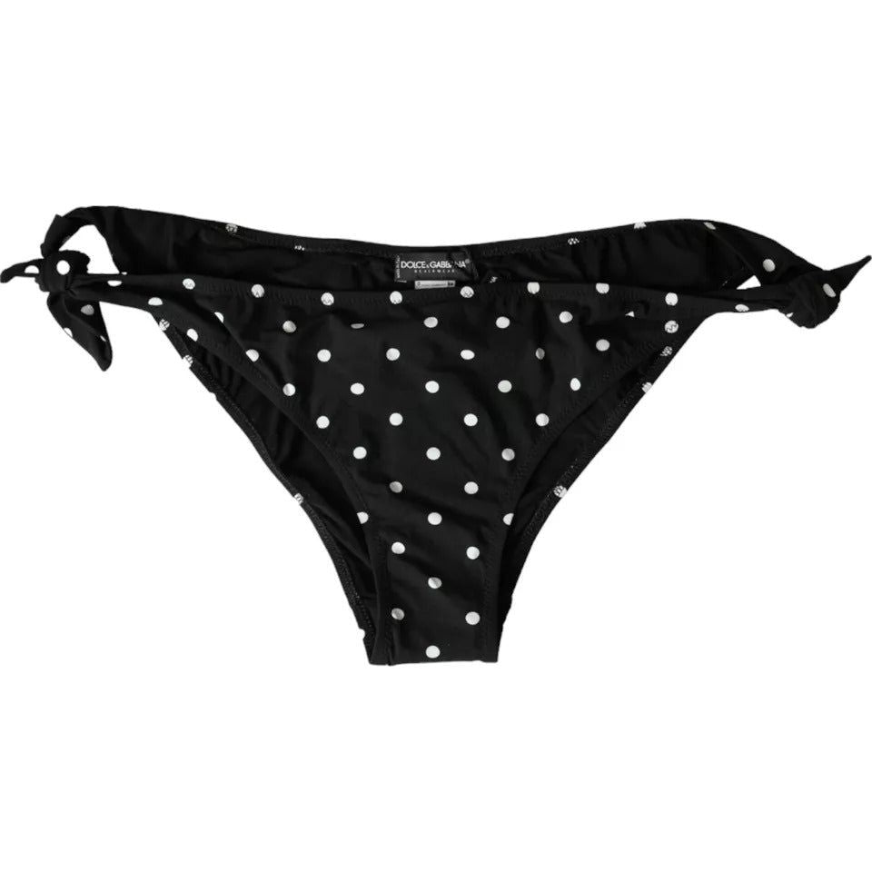 Dolce & Gabbana Black Polka Dot Swimwear Beachwear Bottom Bikini BIK1814-4