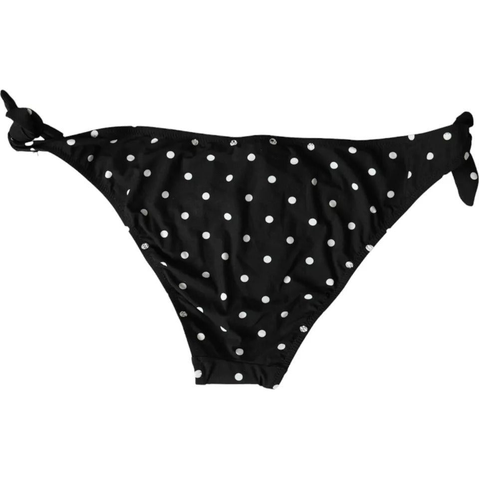 Dolce & Gabbana Black Polka Dot Swimwear Beachwear Bottom Bikini BIK1814-4