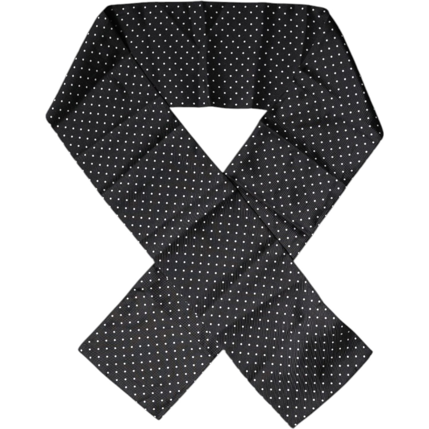 Dolce & Gabbana Black Polka Dots Silk Skinny Neck Wrap Scarf MS7301