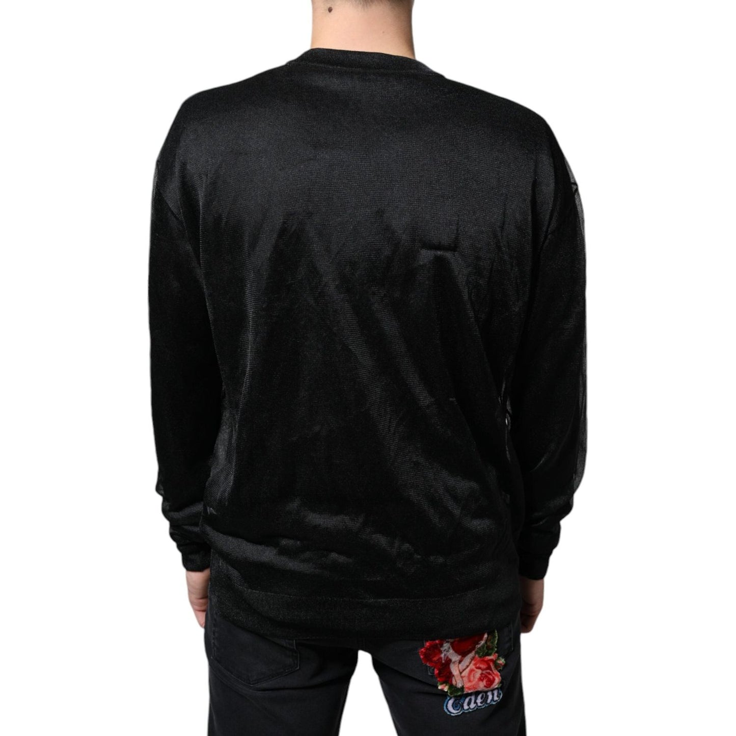Dolce & Gabbana Black Polyester Pullover Sweatshirt Sweater TSH87108-50