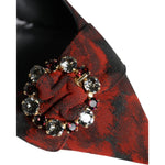 Dolce & Gabbana Black Red Floral Crystal Heel Slingback Shoes LA9018-36
