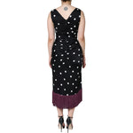 Dolce & Gabbana Black Silk Polka Dot Vneck Tassel Midi Dress DR281331-44