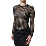 Dolce & Gabbana Black Stripe See Through Long Sleeves Top TSH86568-40