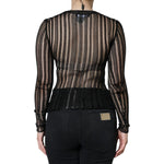 Dolce & Gabbana Black Stripe See Through Long Sleeves Top TSH86568-40