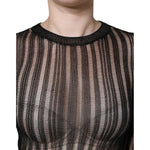 Dolce & Gabbana Black Stripe See Through Long Sleeves Top TSH86568-40