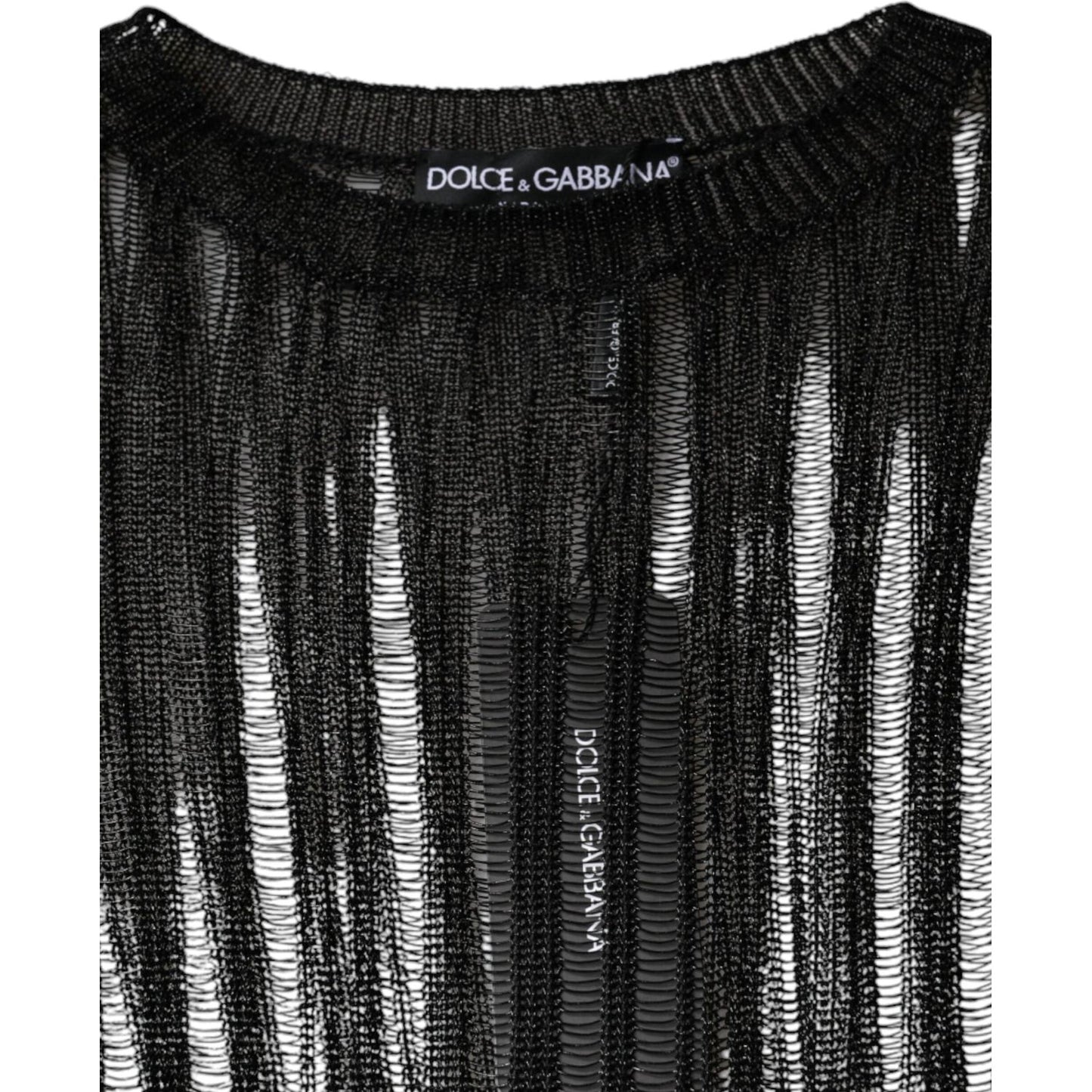 Dolce & Gabbana Black Stripe See Through Long Sleeves Top TSH86568-40