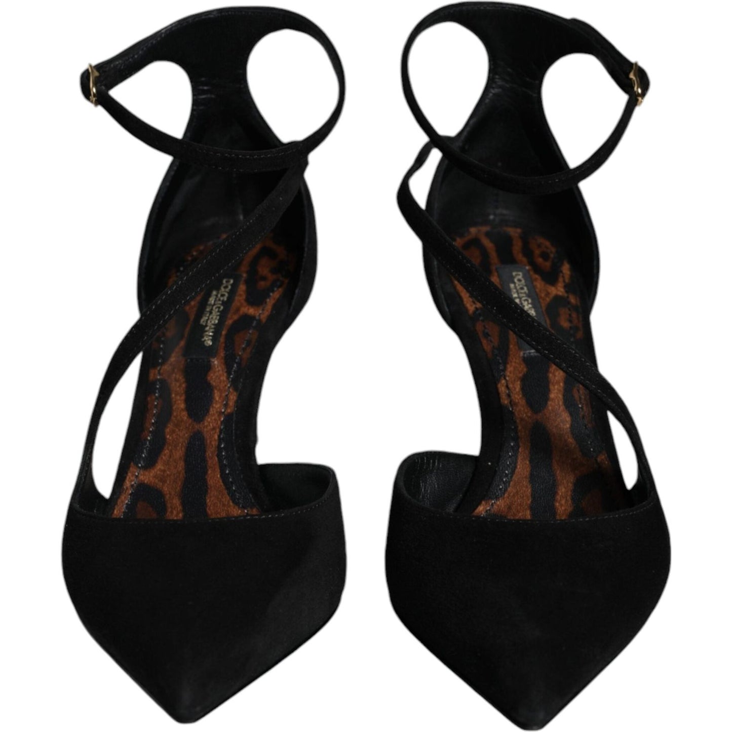 Dolce & Gabbana Black Suede Ankle Strap Pumps Heels Shoes LA11691-36