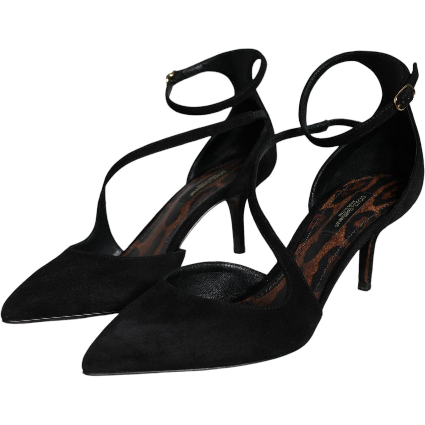 Dolce & Gabbana Black Suede Ankle Strap Pumps Heels Shoes LA11691-36