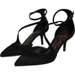 Dolce & Gabbana Black Suede Ankle Strap Pumps Heels Shoes LA11691-36