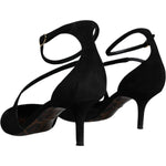 Dolce & Gabbana Black Suede Ankle Strap Pumps Heels Shoes LA11691-36