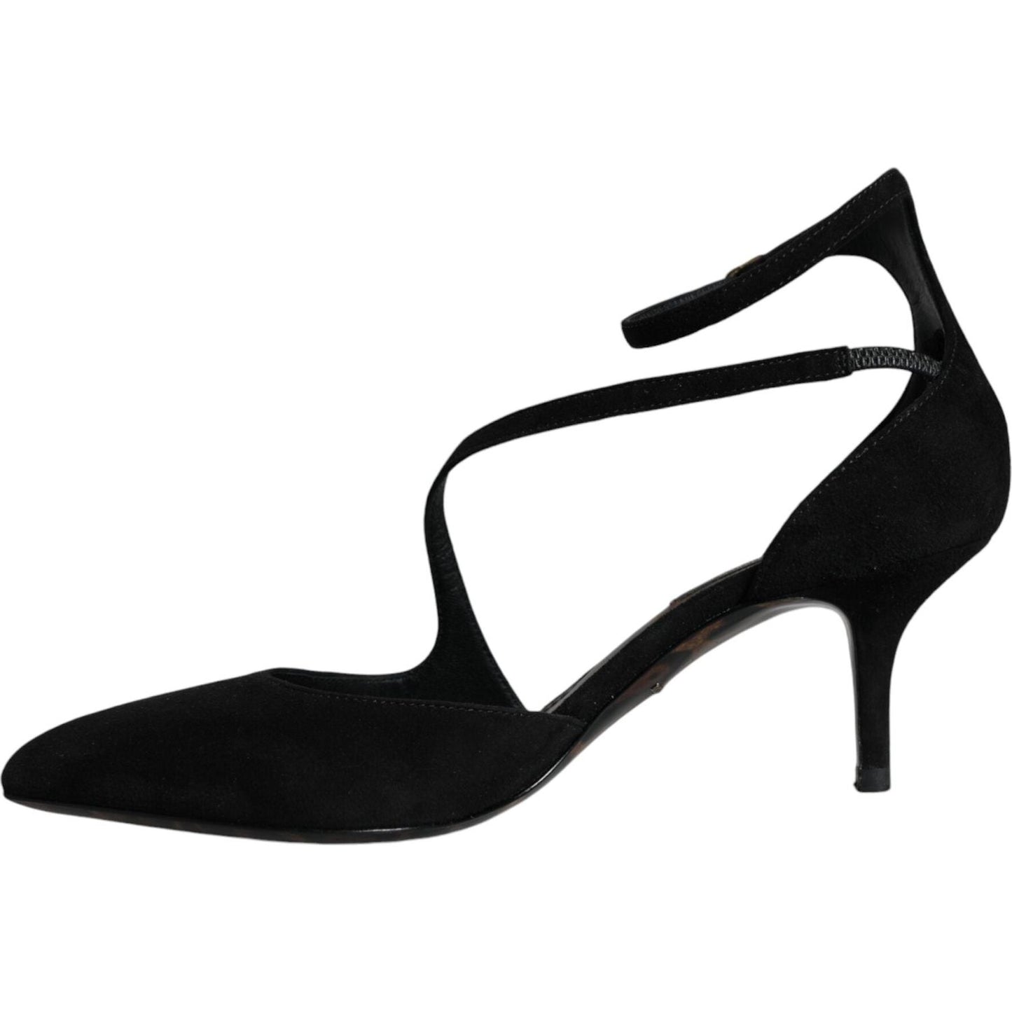 Dolce & Gabbana Black Suede Ankle Strap Pumps Heels Shoes LA11691-36