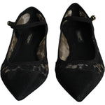 Dolce & Gabbana Black Taormina Lace Bellucci Flats Shoes LA11498-36