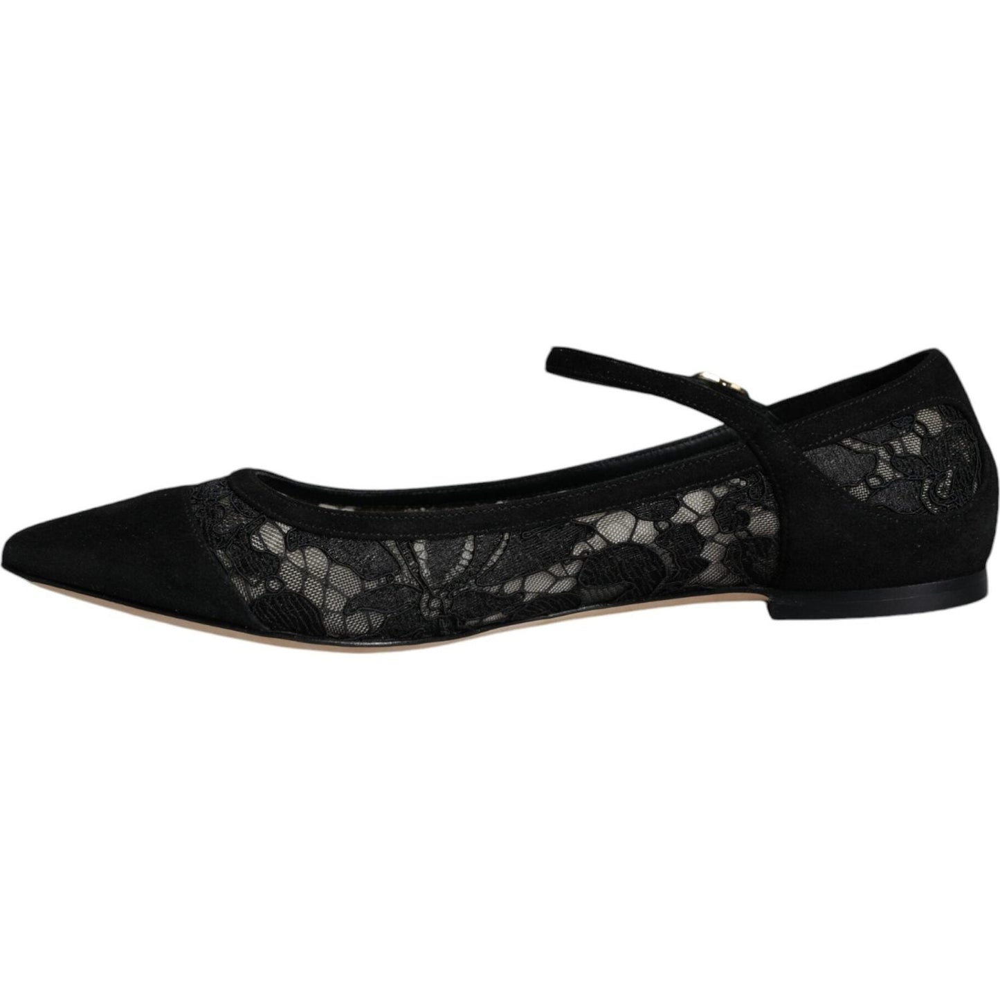 Dolce & Gabbana Black Taormina Lace Bellucci Flats Shoes LA11498-36