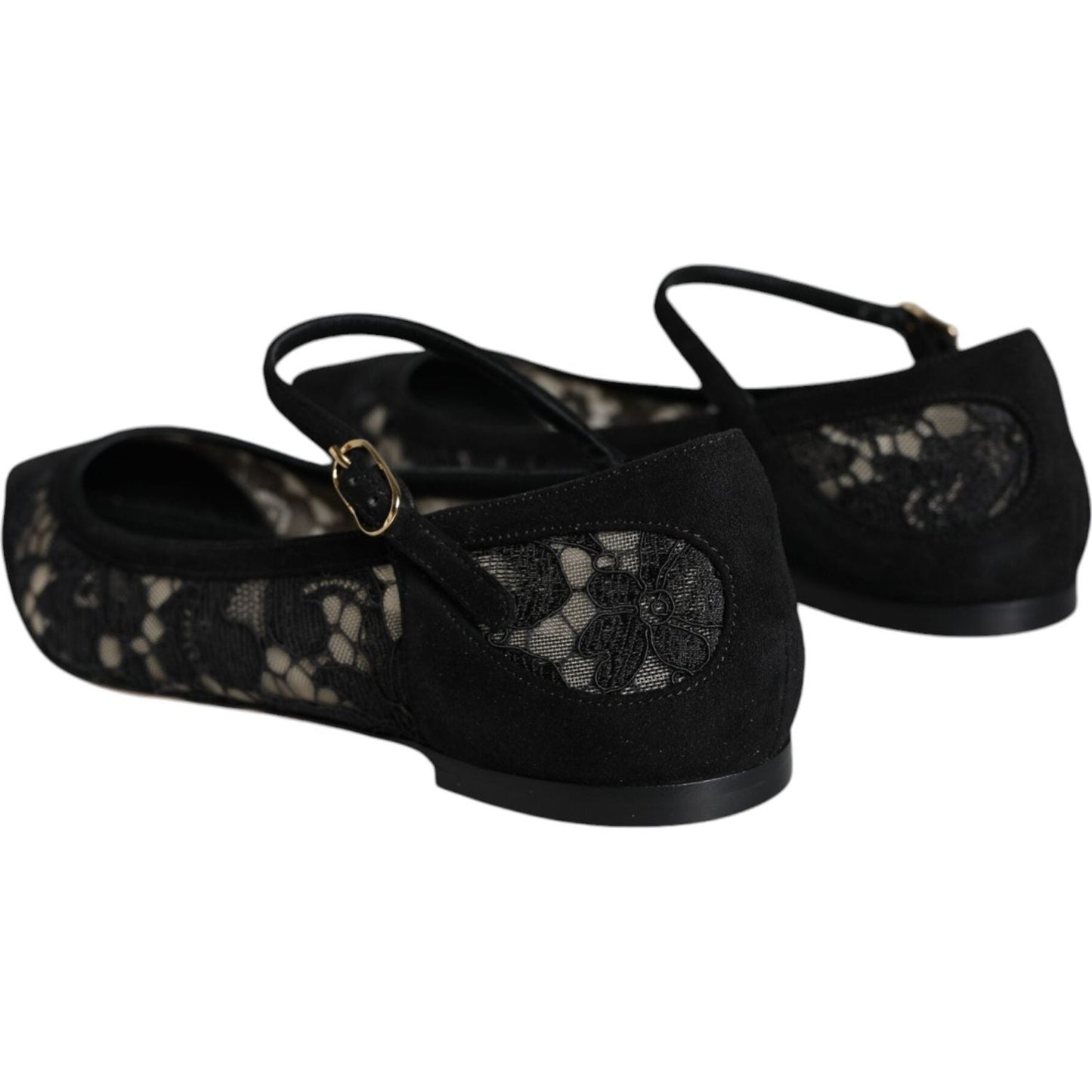Dolce & Gabbana Black Taormina Lace Bellucci Flats Shoes LA11498-36