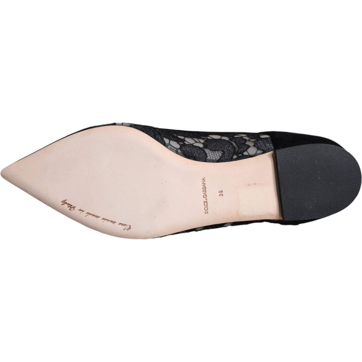 Dolce & Gabbana Black Taormina Lace Bellucci Flats Shoes LA11498-36