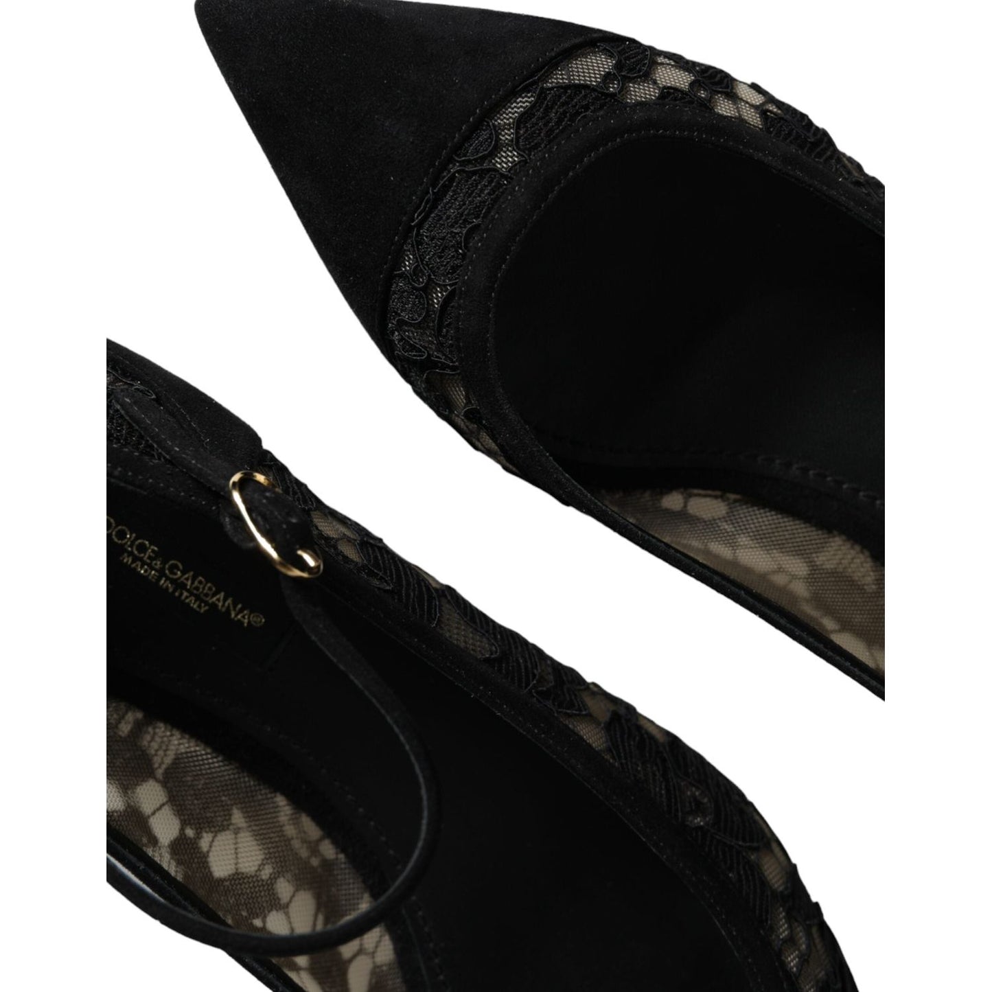 Dolce & Gabbana Black Taormina Lace Bellucci Flats Shoes LA11498-36