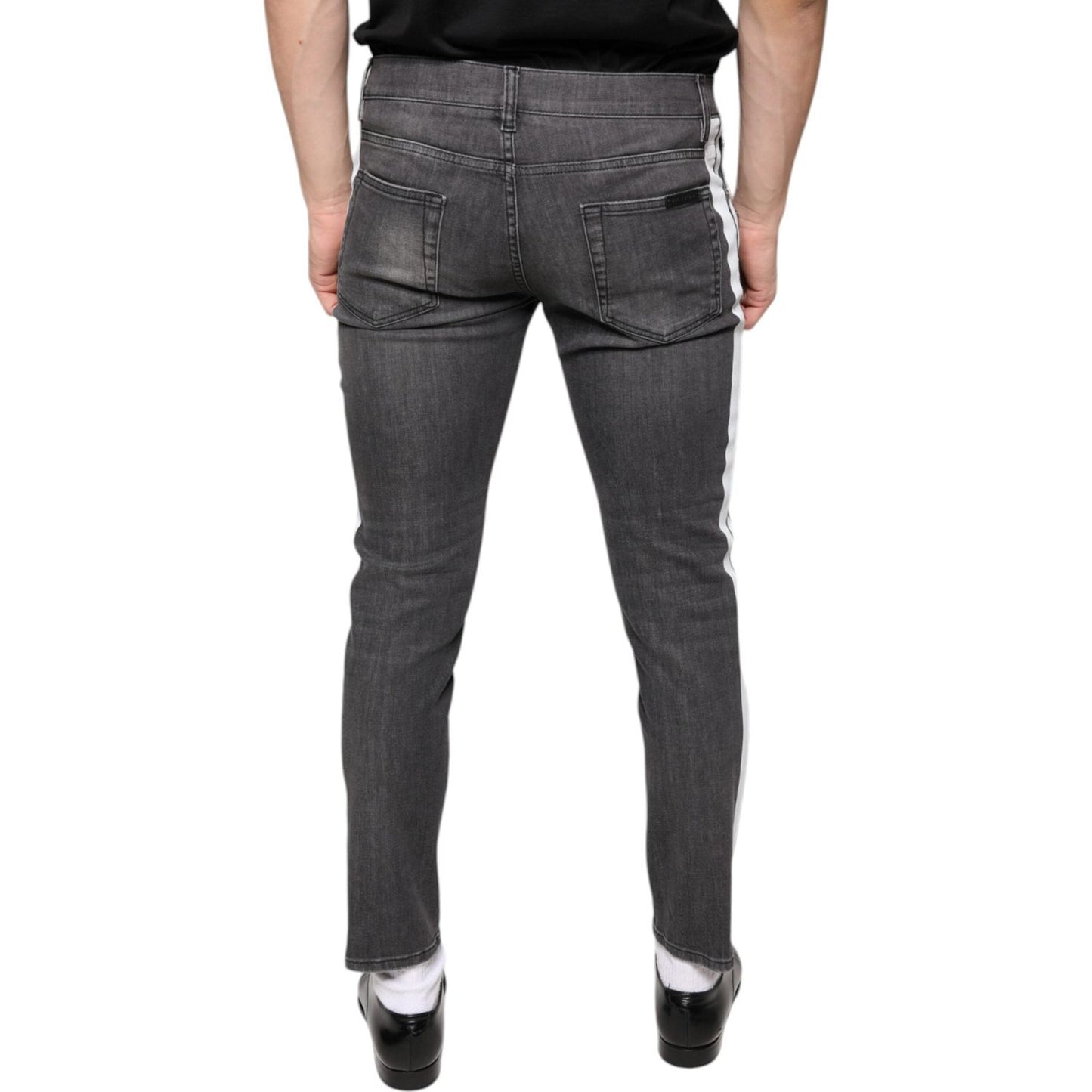 Dolce & Gabbana Black Tattered Cotton Skinny Men Denim Jeans PAN74863-48