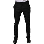 Dolce & Gabbana Black Virgin Wool MenSkinny Dress Formal Pants PAN75048-50